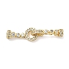 Ring Brass Micro Pave Clear Cubic Zirconia Fold Over Clasps KK-Z143-21G-1
