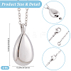 Teardrop 201 Stainless Steel Memorial Urn Ashes Pendant Necklaces DIY-CN0003-40P-2