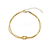 304 Stainless Steel 2-Strand Handmade Knot Snake Chain Bracelets for Couples BU0455-3-1