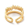 Brass with Cubic Zirconia Open Cuff Rings LS-RJEW-B053-03-3