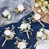 12Pcs Silk Cloth Rose Flower Boutonniere Brooch AJEW-GO0004-28-4