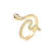 Snake Brass Micro Pave Clear Cubic Zirconia Open Cuff Rings for Women RJEW-G343-28G-4