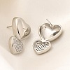 Rack Plating Heart Brass Micro Pave Clear Cubic Zirconia Stud Earrings EJEW-H143-26P-3