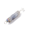 3Pcs 3 Styles Electroplated Natural Quartz Crystal Pointed Copper Wire Wrapped Pendants PALLOY-JF03767-01-5