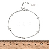 Brass Micro Pave Clear Cubic Zirconia Star Link Chain Bracelets KK-CBAED06-05P-5