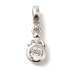 Brass Clear Cubic Zirconia European Dangle Charms KK-C072-42P-1