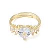 Brass Micro Pave Cubic Zirconia Cuff Open Rings CU-CBA5C10-09G-4