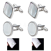 WADORN 2 Pairs 2 Styles Natural Shell Cufflinks for Men FIND-WR0010-95-1