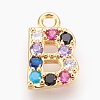 Brass Micro Pave Cubic Zirconia Charms LS-ZIRC-F089-01G-B-1