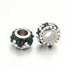 Nice Large Hole Rondelle 304 Stainless Steel Polymer Clay Pave Two Tone Rhinestone European Beads CPDL-N008-01I-1