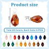 120Pcs 20 Colors Glass Pendant PALLOY-PH01677-2