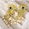 Alloy & Resin & Imitation Pearl Dangle Stud Earrings EJEW-M075-07G-4