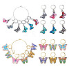 24Pcs 12 Styles Butterfly Alloy Enamel Pendant Locking Stitch Markers HJEW-HY00112-1