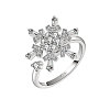 Snowflake 925 Sterling Silver Micro Pave Clear Cubic Zirconia Cuff Spinner Rings WG86A07-01-4