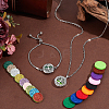 1Pc Stainless Steel Hollow Flat Round with Tree of Life Diffuser Locket Pendant Necklaces & 1Pc Slider Bracelets Sets SJEW-PH0001-27-4