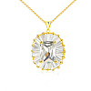 304 Stainless Steel Micro Pave Cubic Zirconia Pendant Necklaces FA6479-2-1