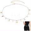 1Pc Summer Beach Alloy Shell Shape & Natural Shell Tassel Imitation Pearl Beaded Waist Chains for Women AJEW-CY0003-26-7