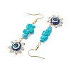 Evil Eye Synthetic Turquoise Chip & Seed Beads Dangle Earrings EJEW-MZ00166-05-4