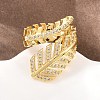 Brass Micro Pave Cubic Zirconia Cuff Open Rings for Women RJEW-F211-01G-2