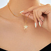 Elegant and Stylish Brass Sparkling Clear Cubic Zirconia Star Pendant Necklaces for Women BI4954-1-4