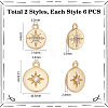 12Pcs 2 Styles Brass Micro Pave Cubic Zirconia Charms KK-UN0005-25-3