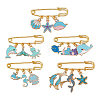 5Pcs Brass Brooches JEWB-GA00003-1