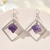 Rhombus Brass Dangle Earrings EJEW-D360-01P-01-1