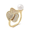 Brass Micro Pave Cubic Zirconia Cuff Rings for Women RJEW-P129-02G-2