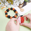 1Pc Printed Acrylic & Faux Suede Tassel Pendant & Wood Bead Keychains HJEW-SP0001-86F-3