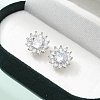 Brass Micro Pave Clear Cubic Zirconia Stud Earrings EJEW-R009-02P-1