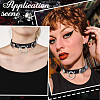 Snakeskin Print PU Leather Choker Necklaces with Alloy Rings for Women NJEW-WH20007-08-6