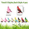 8pcs 8 Styles Synthetic Resin Parrot Display Decorations DJEW-WR0001-03-2