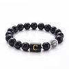 10MM Natural Black Onyx(Dyed & Heated) and Howlite Beaded Stretch Bracelets RH2290-3-1