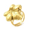 Ion Plating(IP) 304 Stainless Steel Leaf Open Cuff Ring for Women RJEW-C083-08G-1