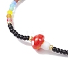 Glass Seed & Plastic Mushroom Beaded Stretch Bracelet for Women BJEW-JB10185-4