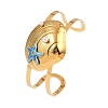 Shell Shape 304 Stainless Steel Enamel Cuff Bangles for Women BJEW-A049-04B-G-4