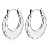 European and American Fashion Cross-border Floral Pattern Stainless Steel Oval Hoop Earrings PW-WG9963E-02-1