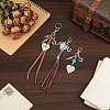 3Pcs Alloy & Synthetic Turquoise & Faux Suede Cord & Flat Imitation Leather Pendant Decorations HJEW-BC00122-4