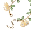 Flower Leaf Shell Pearl & Acrylic Charm Bracelets BJEW-TA00535-04-4