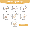 DICOSMETIC 14 Sets 7 Style Mixed Shape Brass Toggle Clasps KK-DC0002-63-2