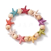 Beach Starfish Dyed Synthetic Turquoise Stretch Bracelets BJEW-JB10294-02-2