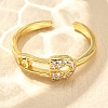 Rack Plating Brass Micro Pave Clear Cubic Zirconia Cuff Finger Rings for Women RJEW-M028-27G-1