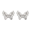 Butterfly Brass Micro Pave Cubic Zirconia Stud Earrings EJEW-M082-17P-01-3