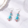 Tibetan Style Alloy Synthetic Turquoise Oval Dangle Earrings EJEW-JE06575-1-1