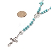 Natural Lava Rock & Synthetic Turquoise Rosary Bead Necklace NJEW-JN04237-01-5