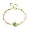 Natural Gemstone Round Link Bracelet BJEW-JB10032-01-3