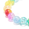 Rainbow Acrylic Round Beaded Stretch Bracelet for Women BJEW-JB07555-4