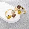 Natural Rose Quartz/Korean Jade/Agate Germ Cuff Rings RJEW-M076-05G-04-4