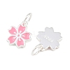 925 Sterling Silver Enamel Hot Pink Flower Charms STER-A049-04S-2