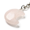 Reiki Natural Rose Quartz Moon Pendant Keychains KEYC-P015-01P-08-2